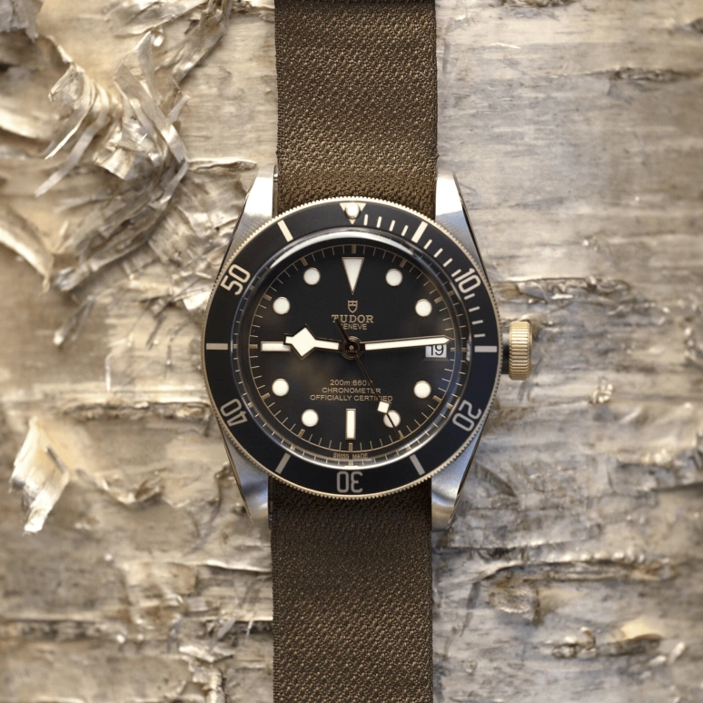 Tudor,Black Bay 41mm,41mm,Yellow Gold,Stainless Steel,Black,Automatic,Date,70hours,79733N,79733N-0005