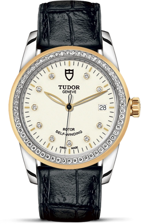Tudor,Glamour 36mm,36mm,Yellow Gold,Stainless Steel,White,Automatic,Date,38hours,55023,55023-0094
