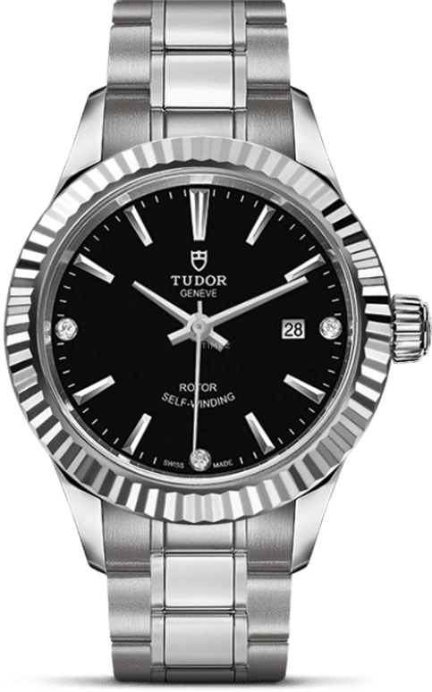 Tudor,Style 28mm,28mm,Stainless Steel,Black,Automatic,Date,38hours,12110,12110-0009