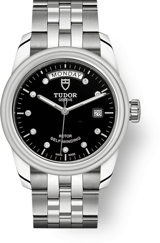 Tudor,Glamour 39mm,39mm,Stainless Steel,Black,Automatic,Date,Day,56000,56000-0008