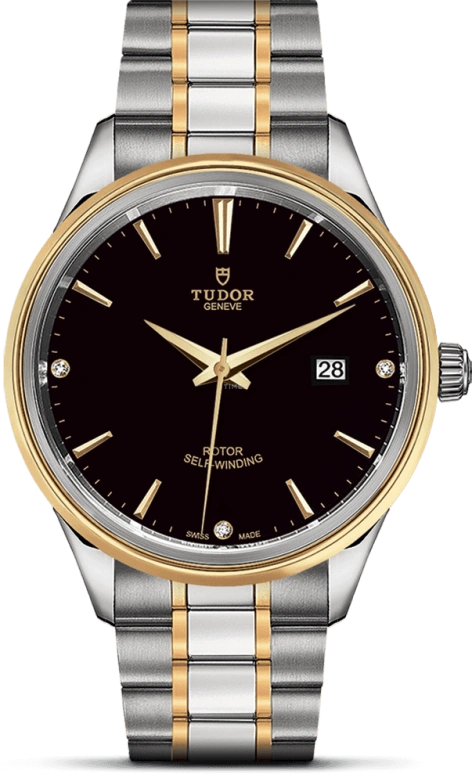 Tudor,Style 41mm,41mm,Yellow Gold,Stainless Steel,Black,Automatic,Date,38hours,12703,12703-0006