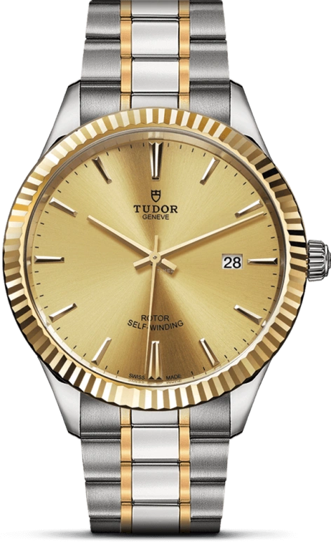 Tudor,Style 41mm,41mm,Yellow Gold,Stainless Steel,Champagne,Automatic,Date,38hours,12713,12713-0001
