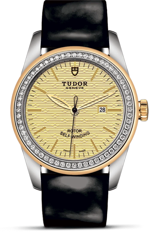 Tudor,Glamour 31mm,31mm,Yellow Gold,Stainless Steel,Champagne,Automatic,Date,38hours,53023,53023-0046