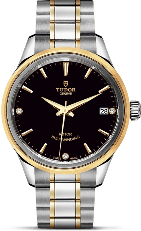 Tudor,Style 34mm,34mm,Yellow Gold,Stainless Steel,Black,Automatic,Date,38hours,12303,12303-0006
