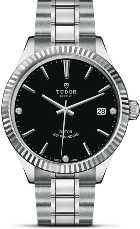 Tudor,Style 38mm,38mm,Stainless Steel,Black,Automatic,Date,38hours,12510,12510-0009