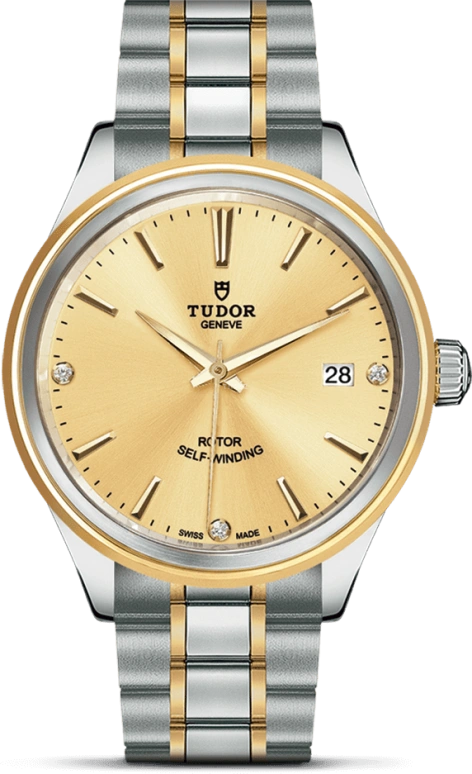 Tudor,Style 38mm,38mm,Yellow Gold,Stainless Steel,Champagne,Automatic,Date,38hours,12503,12503-0004