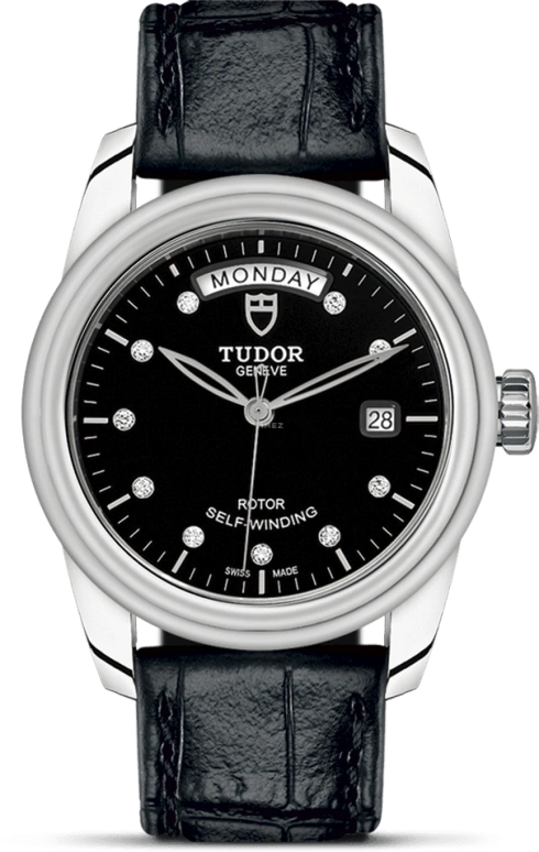 Tudor,Glamour 39mm,39mm,Stainless Steel,Black,Automatic,Date,Day,56000,56000-0049