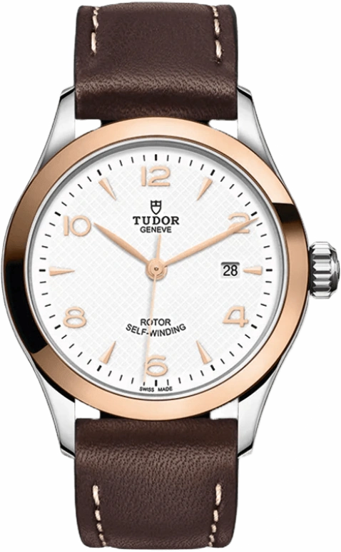 Tudor,1926 28mm,28mm,Rose Gold,Stainless Steel,White,Automatic,Day,38hours,91351,91351-0010