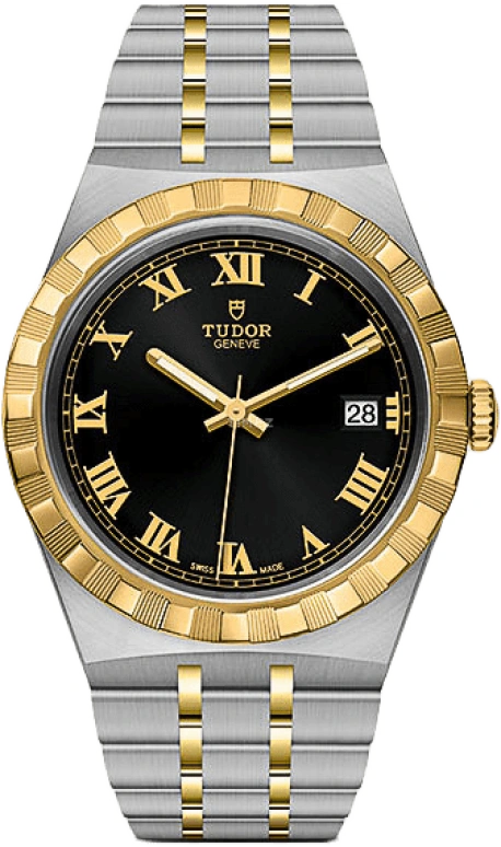 Tudor,Royal 38mm,38mm,Yellow Gold,Stainless Steel,Black,Automatic,Date,38hours,28503,28503-0006