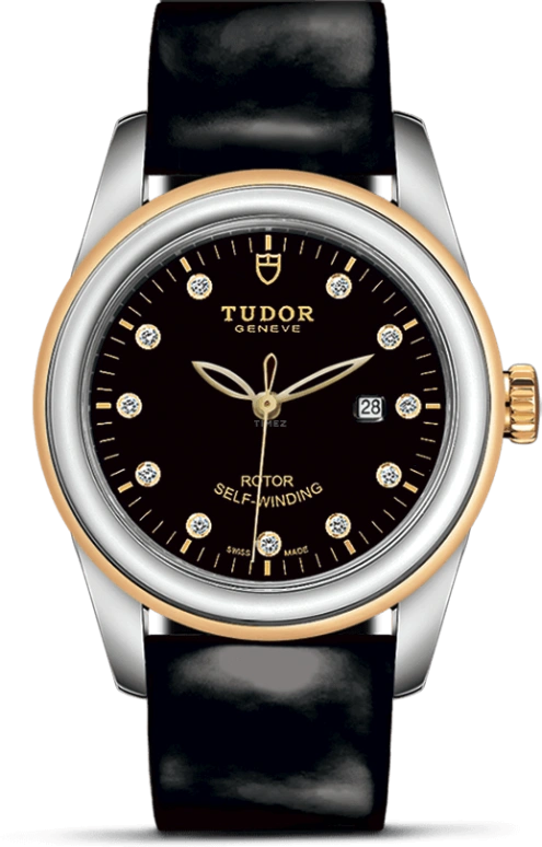 Tudor,Glamour 31mm,31mm,Yellow Gold,Stainless Steel,Black,Automatic,Date,38hours,53003,53003-0020