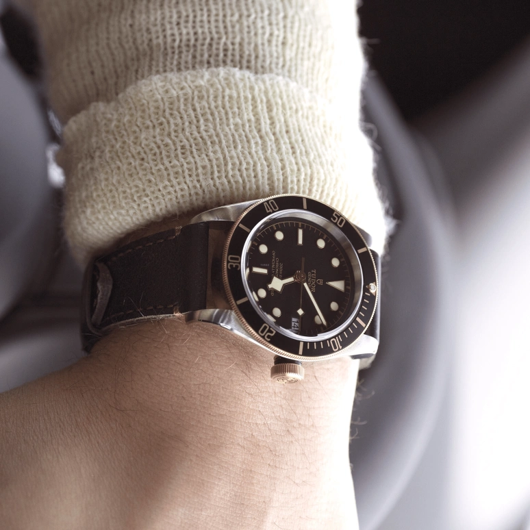 Tudor,Black Bay 41mm,41mm,Yellow Gold,Stainless Steel,Black,Automatic,Date,70hours,79733N,79733N-0007