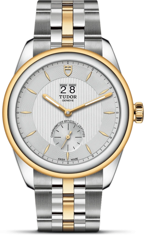 Tudor,Glamour 42mm,42mm,Yellow Gold,Stainless Steel,Silver,Automatic,Big Date,70hours,57103,57103-0001