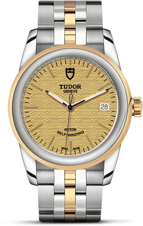 Tudor,Glamour 36mm,36mm,Yellow Gold,Stainless Steel,Champagne,Automatic,Date,38hours,55003,55003-0003
