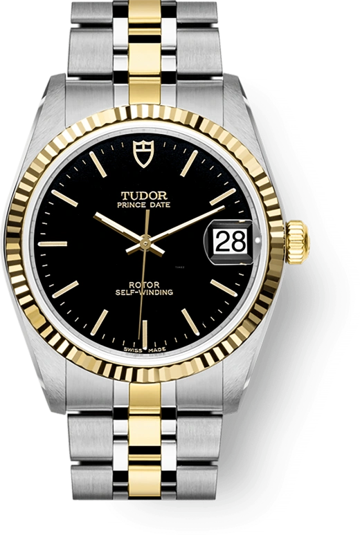 Tudor,Prince Princess 34mm,34mm,Stainless Steel,Black,Automatic,Day,Sapphire,Crystal Glass,74033,74033-0003