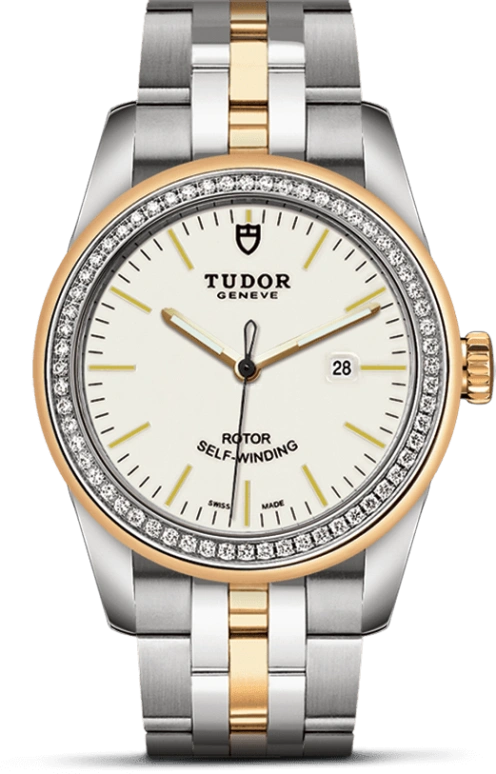Tudor,Glamour 31mm,31mm,Yellow Gold,Stainless Steel,White,Automatic,Date,38hours,53023,53023-0065