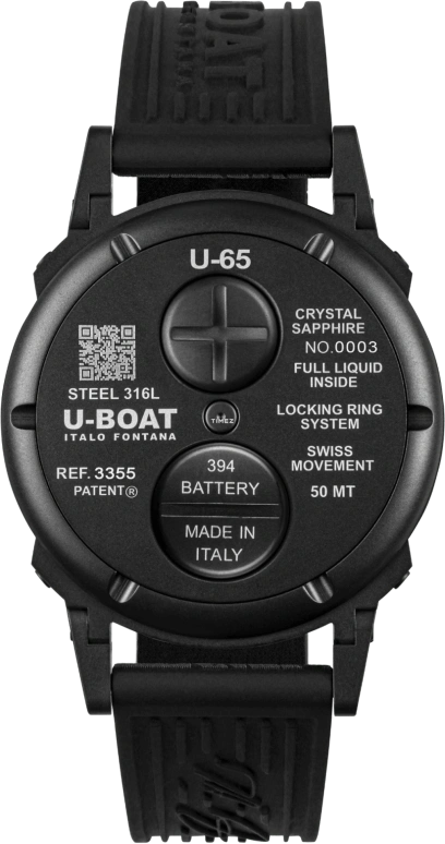 U-Boat,U-65 44mm,44mm,Stainless Steel,Black,Quartz,Sapphire,Crystal Glass,Round,3355