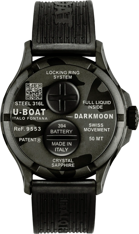 U-Boat,Darkmoon 44.80mm,44.80mm,Stainless Steel,Black,Grey,Quartz,Sapphire,Crystal Glass,Round,9553