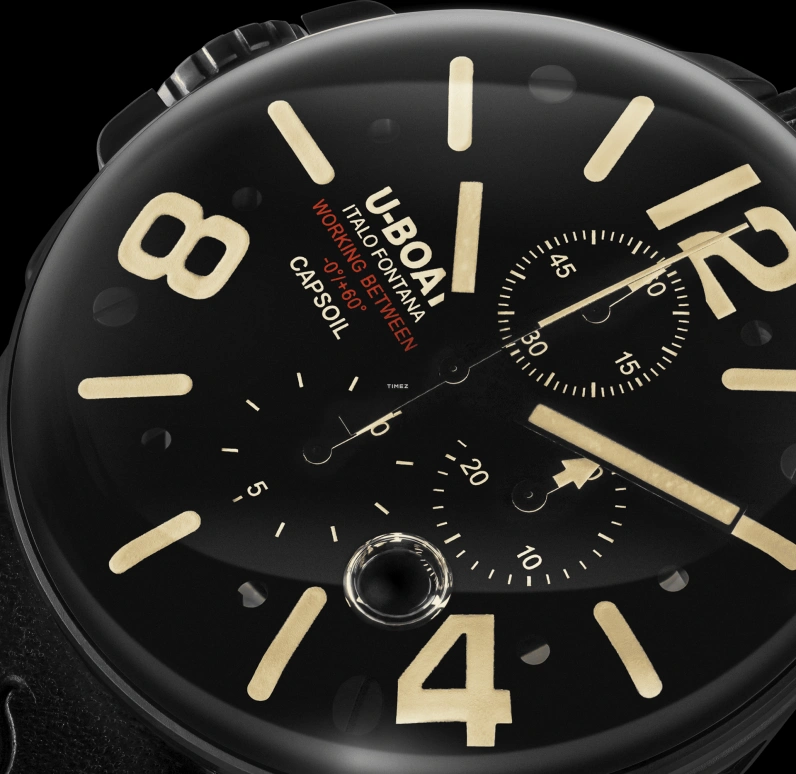 U-Boat,Capsoil 45mm,45mm,Stainless Steel,Black,Beige,Electromechanical,Chronograph,Sapphire,8109,8109/E