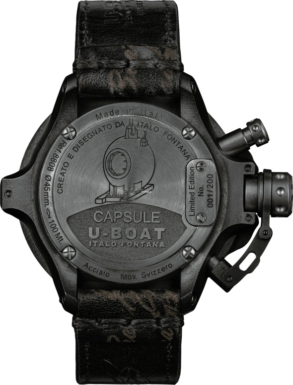 U-Boat,Capsule 45mm,45mm,Stainless Steel,Black,Blue,Automatic,Day,41hours,8808