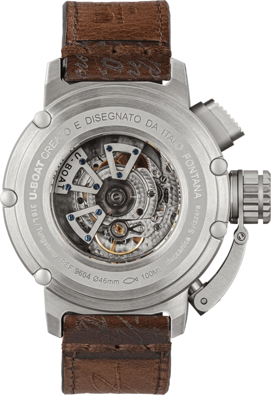 U-Boat,Chimera 46mm,46mm,Stainless Steel,White,Green,Automatic,Day,Sapphire,Crystal Glass,9604