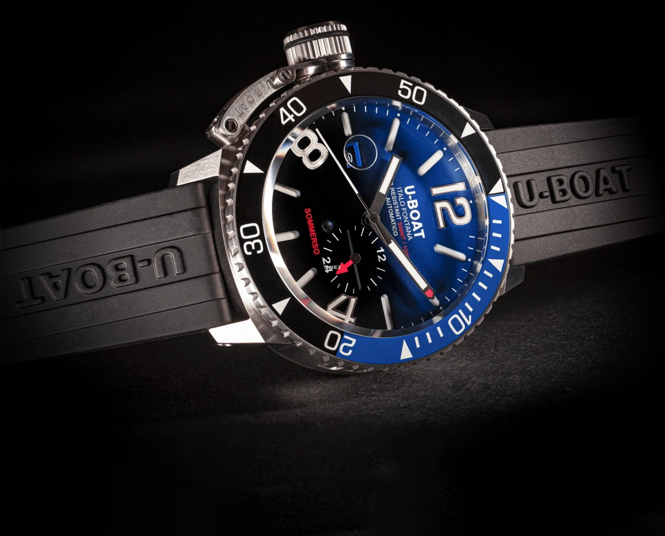 U-Boat,Sommerso 46mm,46mm,Stainless Steel,Blue,Black,Silver,Automatic,Day,41hours,9519