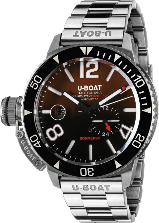 U-Boat,Sommerso 46mm,46mm,Stainless Steel,Wine Red,Black,Silver,Automatic,Day,41hours,9521,9521/MT