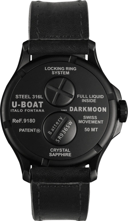 U-Boat,Darkmoon 44mm,44mm,Stainless Steel,Black,Blue,Quartz,Sapphire,Round,9180