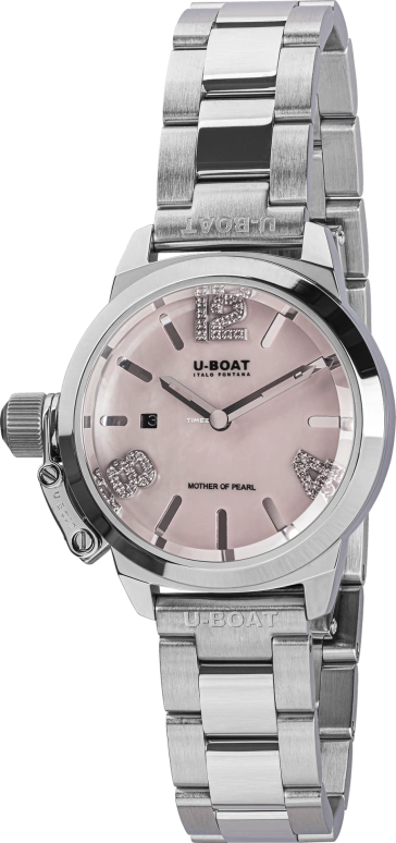U-Boat,Classico 30mm,30mm,Stainless Steel,Pink,Quartz,Day,Sapphire,8898