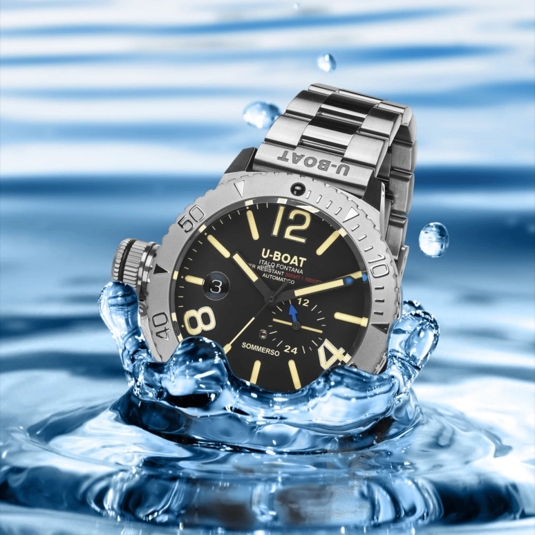 U-Boat,Classico 46mm,46mm,Stainless Steel,Black,Beige,Automatic,Day,Sapphire,Crystal Glass,9007,9007/A/MT