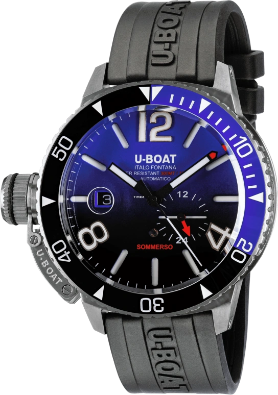 U-Boat,Sommerso 46mm,46mm,Stainless Steel,Blue,Black,Silver,Automatic,Day,41hours,9519