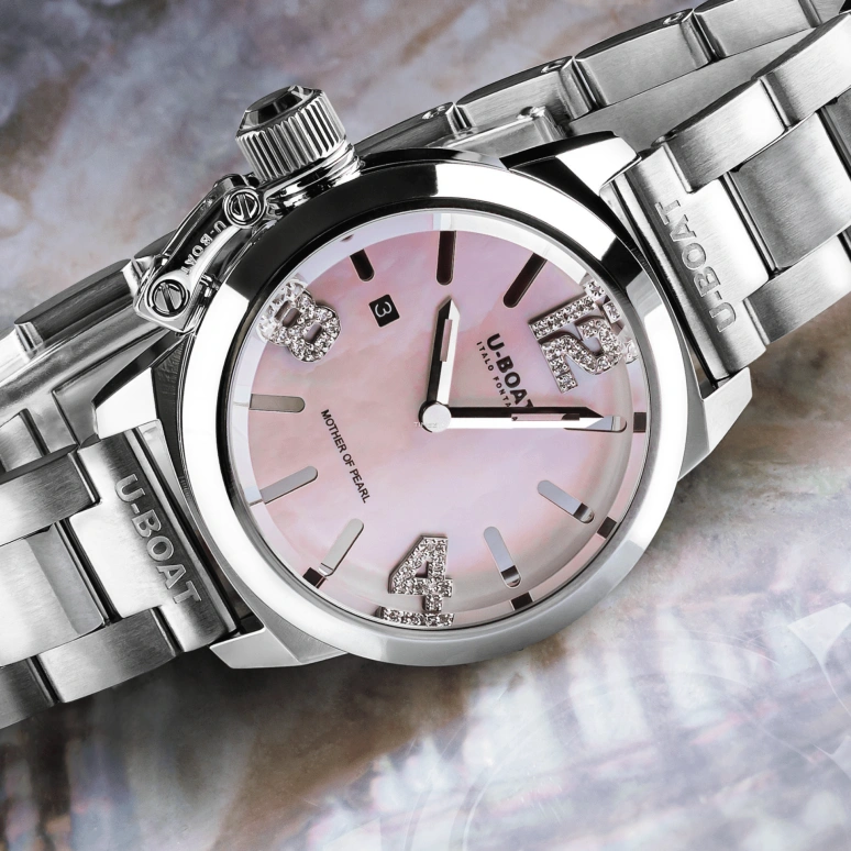 U-Boat,Classico 30mm,30mm,Stainless Steel,Pink,Quartz,Day,Sapphire,8898