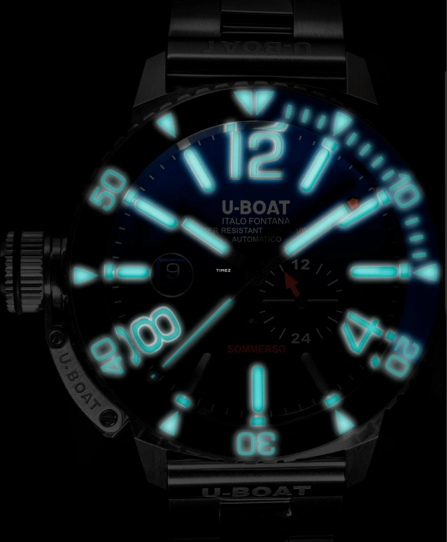 U-Boat,Sommerso 46mm,46mm,Stainless Steel,Silver,Black,Blue,Automatic,Day,41hours,9519,9519/MT