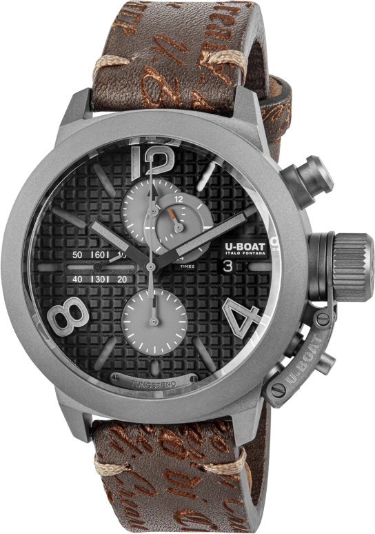 U-Boat,Classico 45mm,45mm,Titanium,Tungsten,Black,Automatic,Chronograph,Day,Dule Time,3005