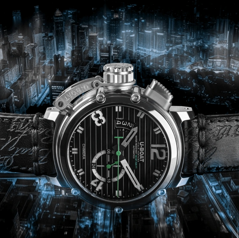 U-Boat,Chimera 46mm,46mm,Stainless Steel,Black,Automatic,Day,Sapphire,Crystal Glass,9605
