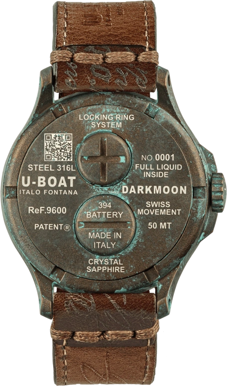 U-Boat,Darkmoon 44.80mm,44.80mm,Stainless Steel,Brown,Quartz,Sapphire,Crystal Glass,Round,9600