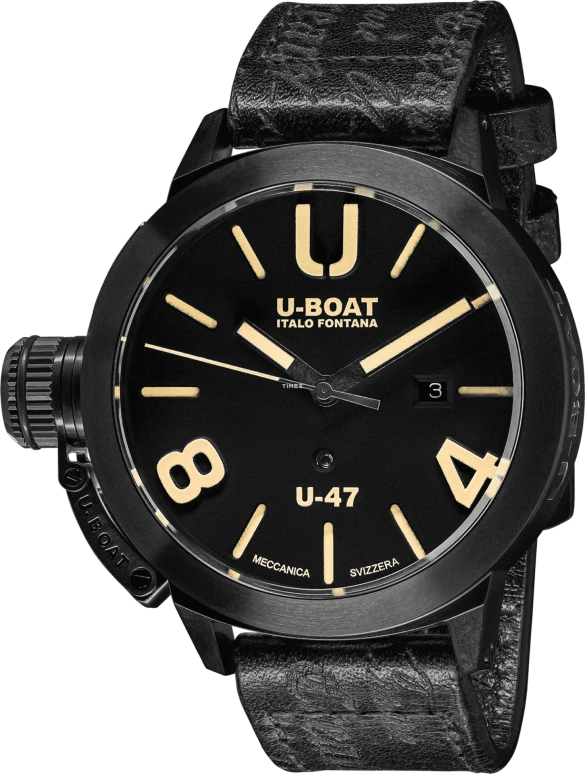 U-Boat,Classico 47mm,47mm,Stainless Steel,Black,Automatic,Day,Sapphire,9160