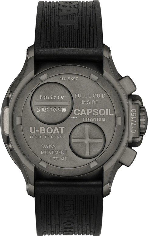 U-Boat,Classico 45mm,45mm,Titanium,Black,Beige,Electromechanical,Chronograph,Sapphire,8897