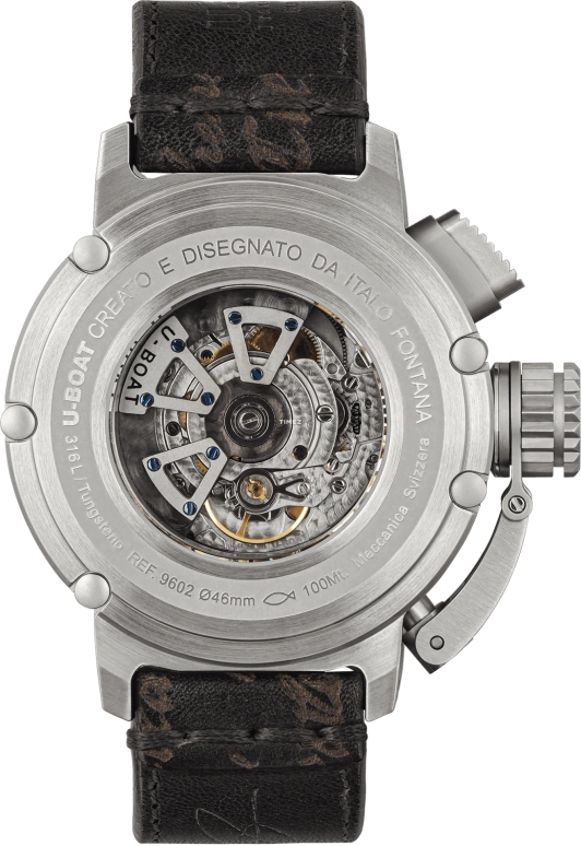 U-Boat,Chimera 46mm,46mm,Stainless Steel,Blue,White,Automatic,Day,Sapphire,Crystal Glass,9602