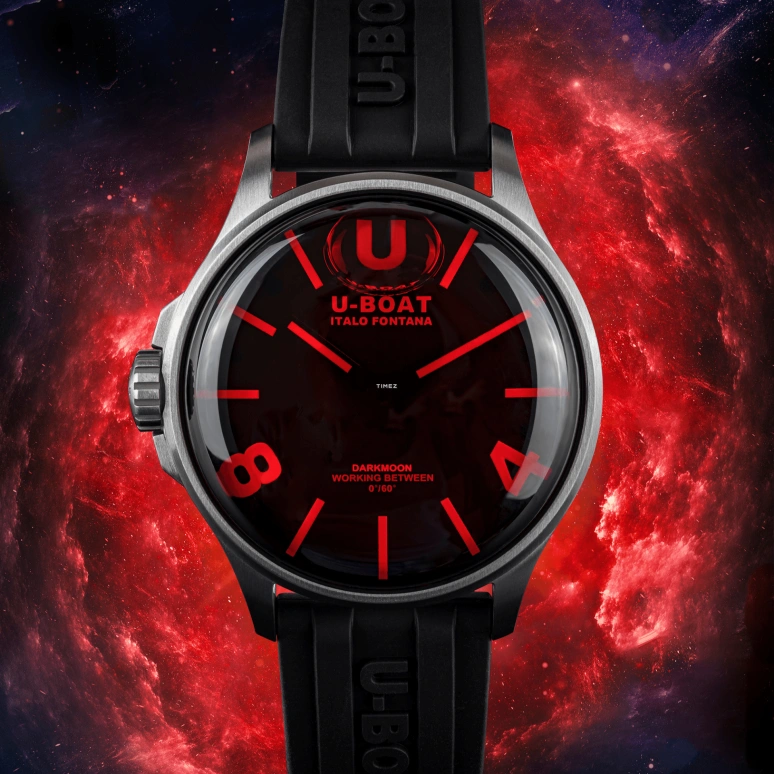 U-Boat,Darkmoon 40mm,40mm,Stainless Steel,Black,Red,Quartz,Sapphire,Round,9305