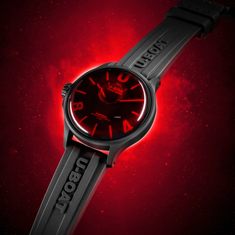 U-Boat,Darkmoon 40mm,40mm,Stainless Steel,Red,Quartz,Sapphire,Round,9306