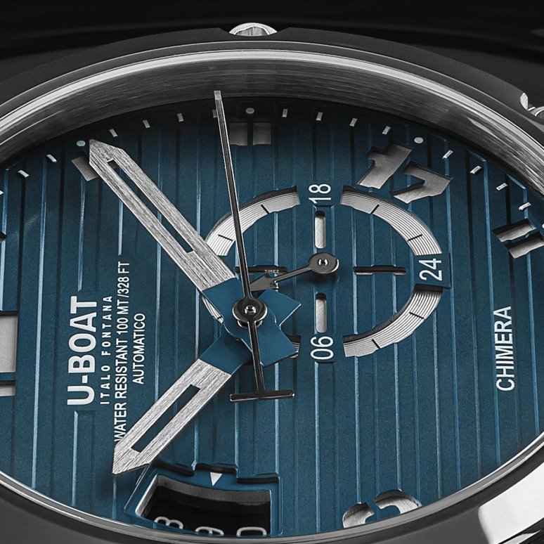 U-Boat,Chimera 46mm,46mm,Stainless Steel,Blue,White,Automatic,Day,Sapphire,Crystal Glass,9602