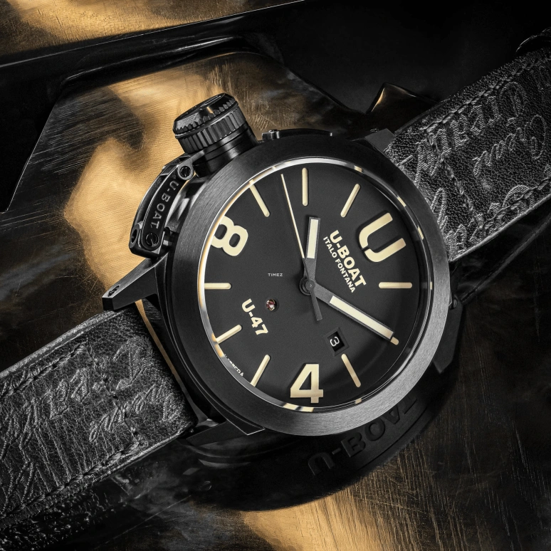 U-Boat,Classico 47mm,47mm,Stainless Steel,Black,Automatic,Day,Sapphire,9160