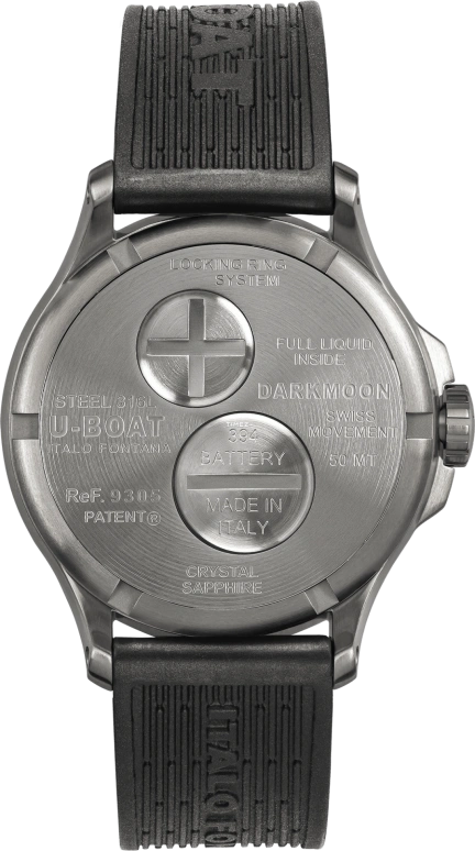 U-Boat,Darkmoon 40mm,40mm,Stainless Steel,Black,Red,Quartz,Sapphire,Round,9305