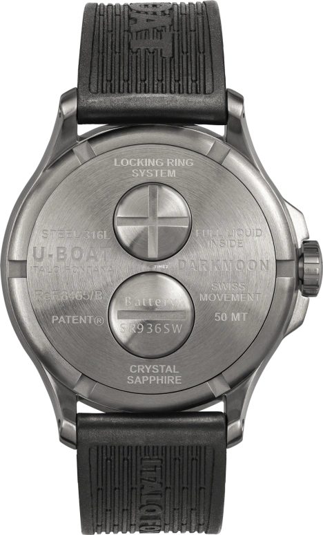 U-Boat,Darkmoon 44.80mm,44.80mm,Stainless Steel,Black,Red,Quartz,Sapphire,Round,8465,8465/B