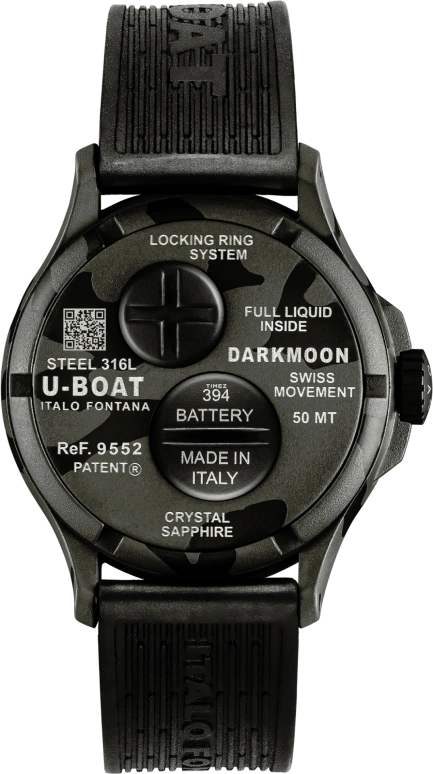 U-Boat,Darkmoon 40mm,40mm,Stainless Steel,Black,Grey,Quartz,Sapphire,Crystal Glass,Round,9552