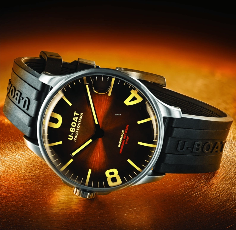 U-Boat,Darkmoon 44.80mm,44.80mm,Stainless Steel,Orange,Black,Beige,Quartz,Sapphire,Round,8703,8703/B