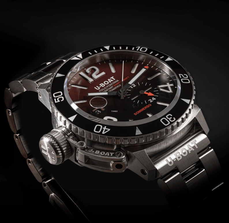 U-Boat,Sommerso 46mm,46mm,Stainless Steel,Wine Red,Black,Silver,Automatic,Day,41hours,9521,9521/MT
