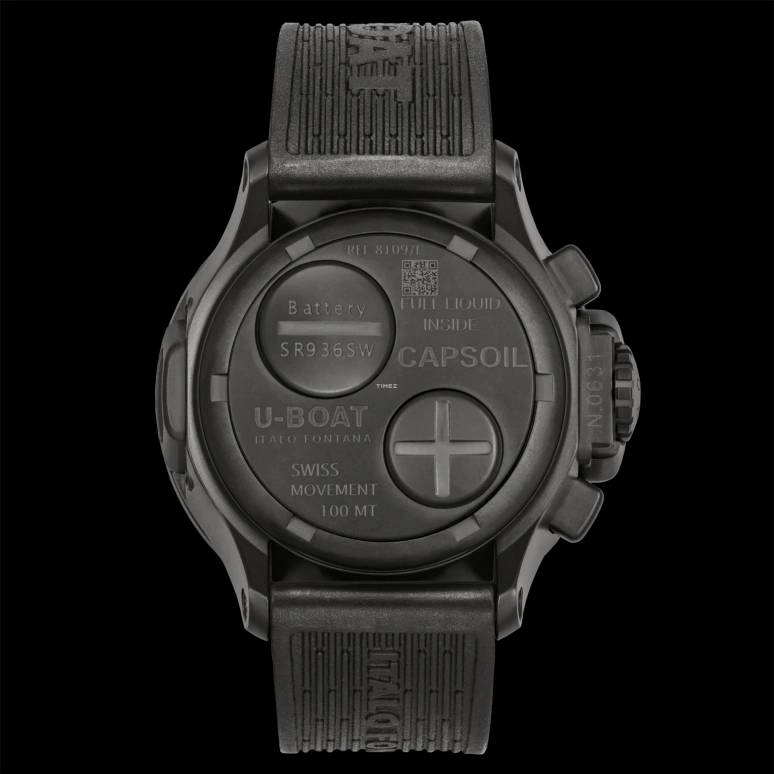 U-Boat,Capsoil 45mm,45mm,Stainless Steel,Black,Beige,Electromechanical,Chronograph,Sapphire,8109,8109/E