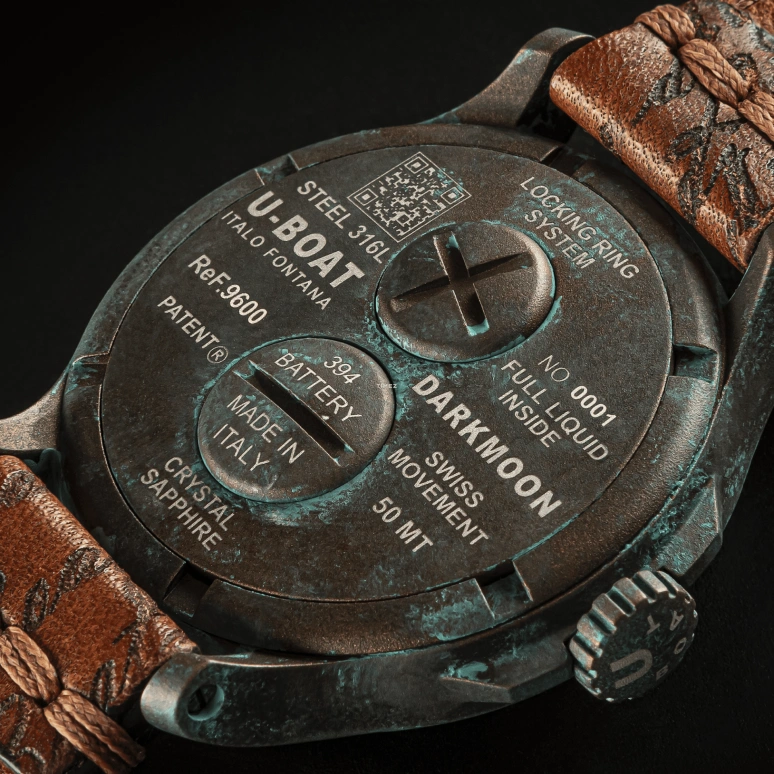 U-Boat,Darkmoon 44.80mm,44.80mm,Stainless Steel,Brown,Quartz,Sapphire,Crystal Glass,Round,9600