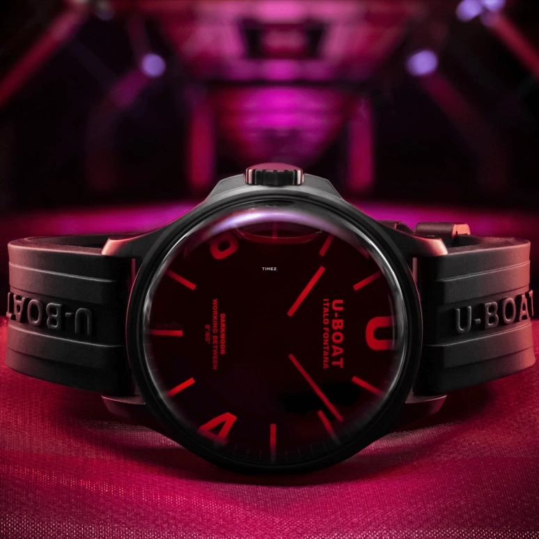 U-Boat,Darkmoon 44.80mm,44.80mm,Stainless Steel,Black,Red,Quartz,Sapphire,Round,8466,8466/C